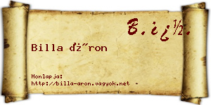 Billa Áron névjegykártya